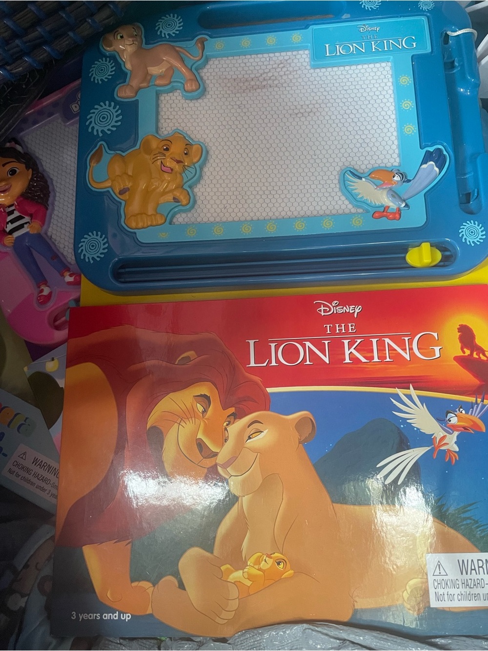 Disney Lion King Magnetic Drawing Board in Bright Blue with Yellow Slider